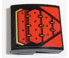 Slope, Curved 2 x 2 with Red Armor with 8 Gold Links Pattern (Sticker) - Set 70665