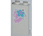 Panel 1 x 2 x 3 with Side Supports - Hollow Studs with Bright Pink and Medium Azure Flower Pattern (Sticker) - Set 3184