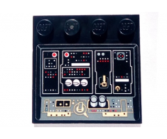 Tile, Modified 4 x 4 with Studs on Edge with SW Millennium Falcon Control Panel, Buttons, White and Red Lights Pattern (Sticker) - Set 75105