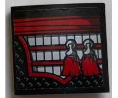 Slope, Curved 2 x 2 with Red Sash, Silver and Red Armor, and 2 Red Tassels Pattern Model Left Side (Sticker) - Set 70669