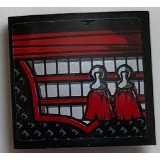 Slope, Curved 2 x 2 with Red Sash, Silver and Red Armor, and 2 Red Tassels Pattern Model Left Side (Sticker) - Set 70669