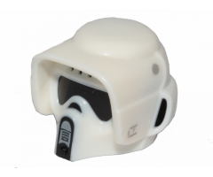 Minifigure, Headgear Helmet SW Scout Trooper, Dual Molded, White with Black and Dark Bluish Gray Marks Pattern