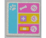 Road Sign 2 x 2 Square with Clip with Paw Print, Dog Bone, White Cross, Bandage and Numbers 5, 17, 2 Pattern (Sticker) - Set 3188