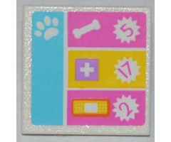 Road Sign 2 x 2 Square with Clip with Paw Print, Dog Bone, White Cross, Bandage and Numbers 5, 17, 2 Pattern (Sticker) - Set 3188