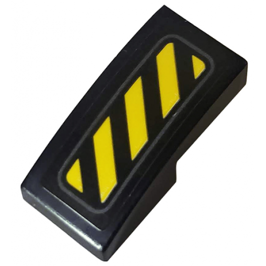 Slope, Curved 2 x 1 with Black and Yellow Danger Stripes Pattern (Sticker) - Set 76116