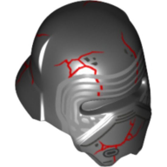 Minifigure, Headgear Helmet SW Kylo Ren with Red Scratches Pattern