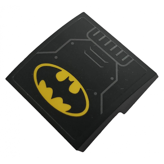 Slope, Curved 2 x 2 with Hull Plates and Yellow Batman Logo Pattern (Sticker) - Set 76118