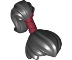 Minifigure, Hair Pulled Back Into High Ponytail with Dark Red Wrap Pattern