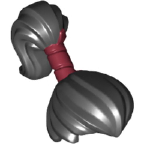 Minifigure, Hair Pulled Back Into High Ponytail with Dark Red Wrap Pattern
