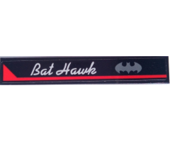 Tile 1 x 6 with Red Stripe, Batman Bat Logo and 'Bat Hawk' Pattern Model Right Side (Sticker) - Set 70915