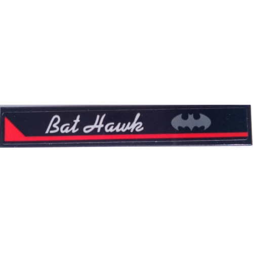 Tile 1 x 6 with Red Stripe, Batman Bat Logo and 'Bat Hawk' Pattern Model Right Side (Sticker) - Set 70915