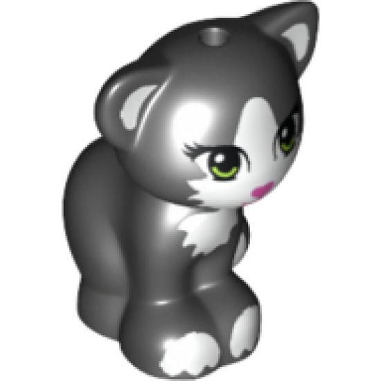 Cat, Friends / Elves, Sitting with Lime Eyes, Dark Pink Nose and White Patches Pattern (Felix / Lucifer)