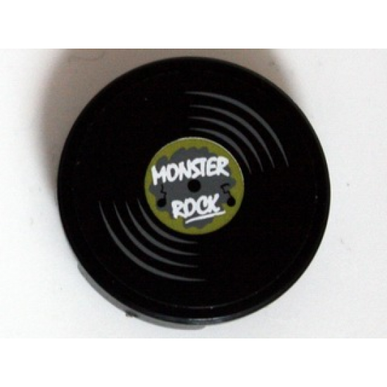 Tile, Round 2 x 2 with Vinyl Record 'MONSTER ROCK' Pattern (Sticker) - Set 10228