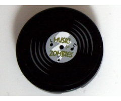 Tile, Round 2 x 2 with Vinyl Record 'MUSIC for ZOMBIES' Pattern (Sticker) - Set 10228