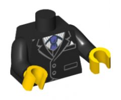 Torso Jacket and Vest over Pinstripe Shirt and Dark Purple Tie Pattern / Black Arms / Yellow Hands