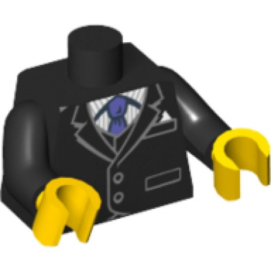 Torso Jacket and Vest over Pinstripe Shirt and Dark Purple Tie Pattern / Black Arms / Yellow Hands