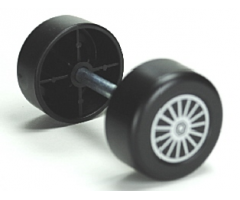 Duplo, Vehicle Wheel Double Assembly with Metal Axle and Silver Spokes Pattern