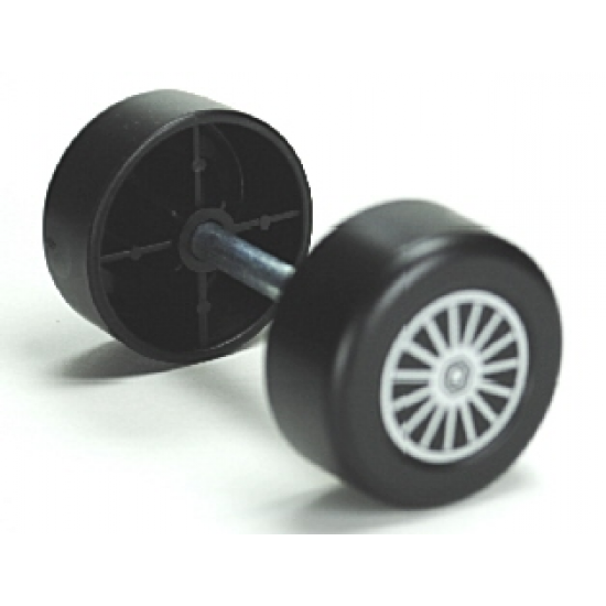 Duplo, Vehicle Wheel Double Assembly with Metal Axle and Silver Spokes Pattern