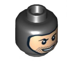 Minifigure, Head Balaclava with Face Hole, Stubble and Rakish Smile Pattern - Hollow Stud