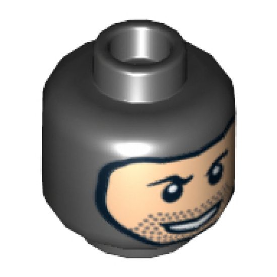Minifigure, Head Balaclava with Face Hole, Stubble and Rakish Smile Pattern - Hollow Stud