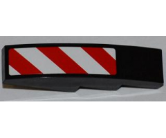 Slope, Curved 4 x 1 with Large Red and White Danger Stripes Pattern (White Corners) Model Right Side (Sticker) - Set 4203