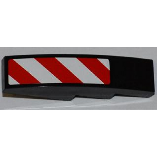 Slope, Curved 4 x 1 with Large Red and White Danger Stripes Pattern (White Corners) Model Right Side (Sticker) - Set 4203