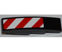 Slope, Curved 4 x 1 with Large Red and White Danger Stripes Pattern (White Corners) Model Left Side (Sticker) - Set 4203