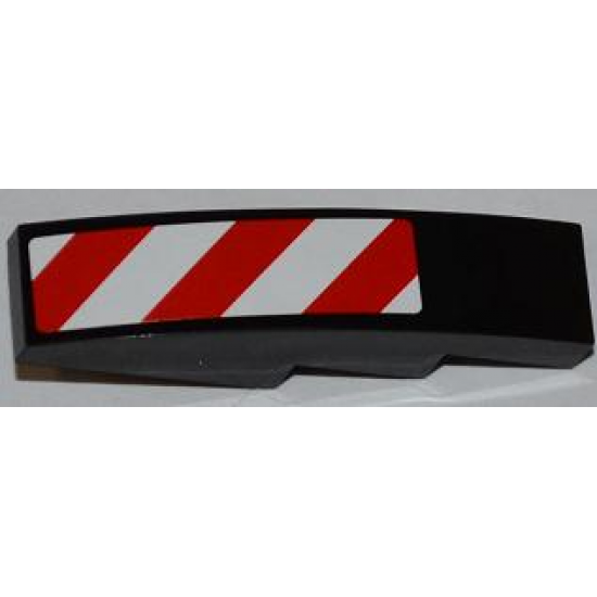 Slope, Curved 4 x 1 with Large Red and White Danger Stripes Pattern (White Corners) Model Left Side (Sticker) - Set 4203