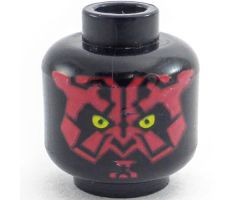 Minifigure, Head Alien with SW Darth Maul, Red Face Pattern - Hollow Stud