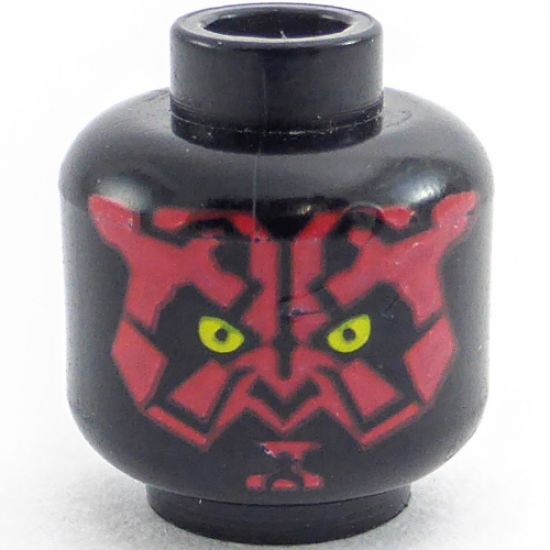 Minifigure, Head Alien with SW Darth Maul, Red Face Pattern - Hollow Stud