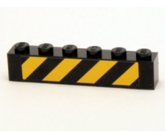 Brick 1 x 6 with Black and Yellow Danger Stripes Pattern (Sticker) - Set 4204