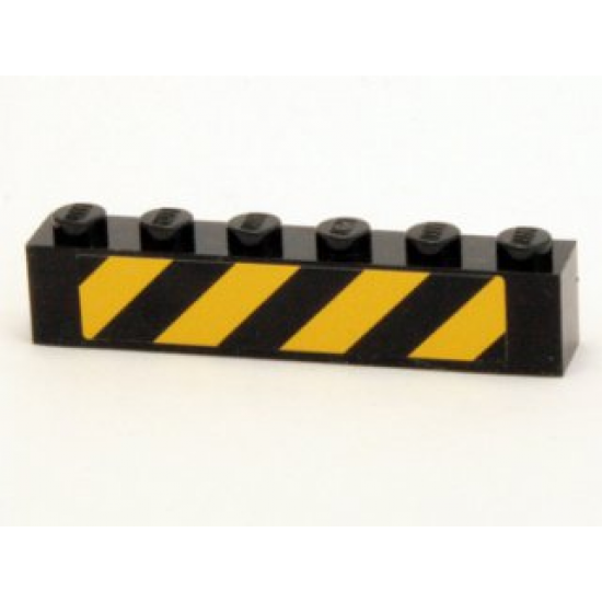 Brick 1 x 6 with Black and Yellow Danger Stripes Pattern (Sticker) - Set 4204