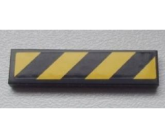 Tile 1 x 4 with Black and Yellow Danger Stripes Pattern (Sticker) - Set 8639