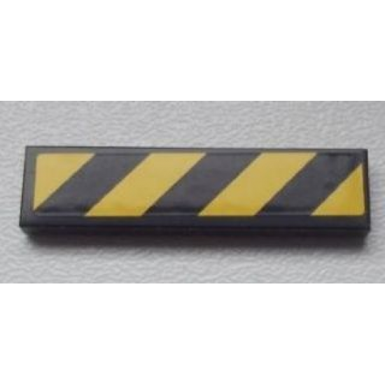 Tile 1 x 4 with Black and Yellow Danger Stripes Pattern (Sticker) - Set 8639