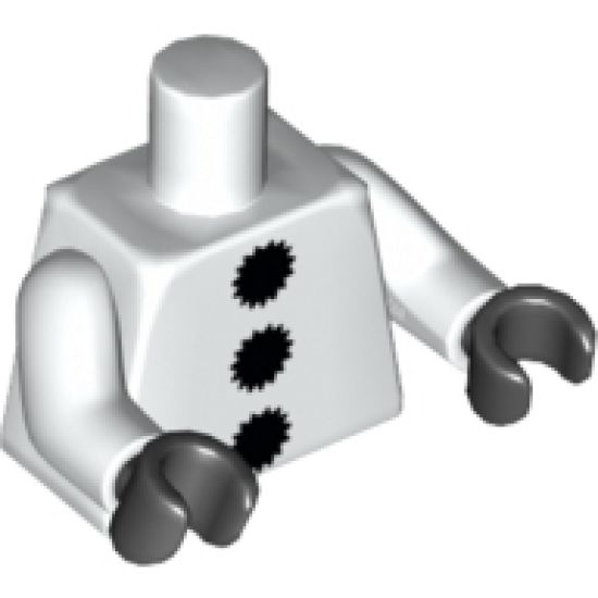 Torso 3 Black Pom Poms Pattern / White Arms / Black Hands