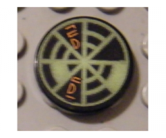 Tile, Round 2 x 2 with Neon Green Radar Type 5 Pattern (Sticker) - Sets 7693
