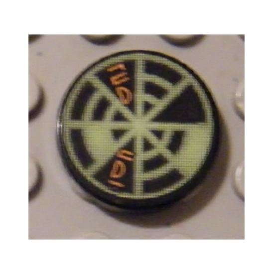 Tile, Round 2 x 2 with Neon Green Radar Type 5 Pattern (Sticker) - Sets 7693
