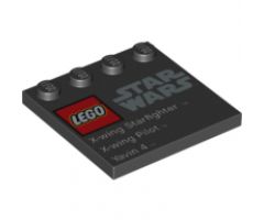 Tile, Modified 4 x 4 with Studs on Edge with Lego Star Wars Logo and 'X-wing Starfighter X-wing Pilot Yavin 4' Pattern - Set 9677