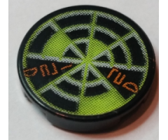 Tile, Round 2 x 2 with Neon Green Radar Type 3 Pattern (Sticker) - Sets 7691 / 7693