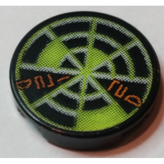 Tile, Round 2 x 2 with Neon Green Radar Type 3 Pattern (Sticker) - Sets 7691 / 7693