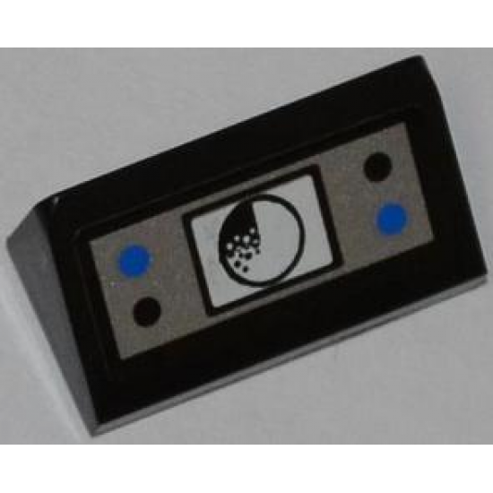 Slope 30 1 x 2 x 2/3 with Black and Blue Buttons and Radar Pattern (Sticker) - Set 7287
