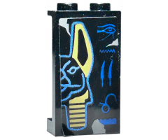 Panel 1 x 2 x 3 with Side Supports - Hollow Studs with Hieroglyphs and Half Anubis Mask Pattern Right (Sticker) - Set 7327