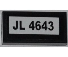 Tile 1 x 2 with 'JL 4643' Pattern (Sticker) - Set 4643