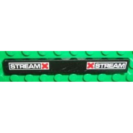 Tile 1 x 8 with 'STREAM' and Red 'X' Pattern on Both Ends (Sticker) - Set 8492