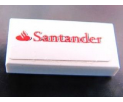 Tile 1 x 2 with Santander Logo Pattern (Sticker) - Set 30190