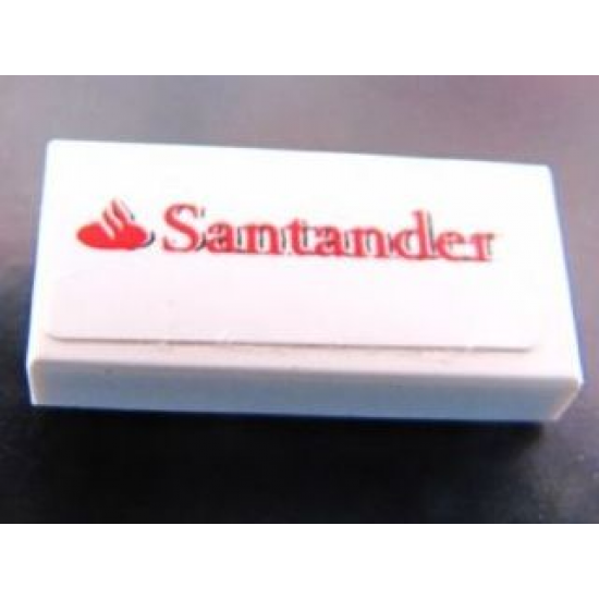 Tile 1 x 2 with Santander Logo Pattern (Sticker) - Set 30190