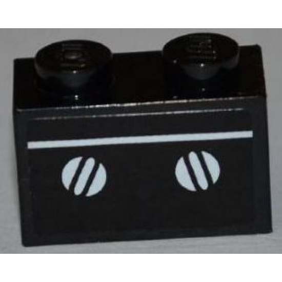 Brick 1 x 2 with White Line and Oven Knobs Pattern (Sticker) - Set 3833