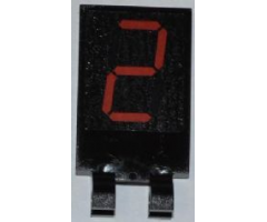 Tile, Modified 2 x 3 with 2 Clips with Red '2' Digital Display Pattern (Sticker) - Set 3368