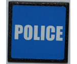 Road Sign 2 x 2 Square with Clip with White 'POLICE' on Blue Background Pattern (Sticker) - Set 7498