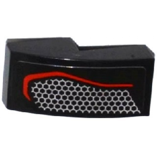 Slope, Curved 2 x 1 with Taillight with Hexagonal Mesh Pattern Model Left Side (Sticker) - Set 75909